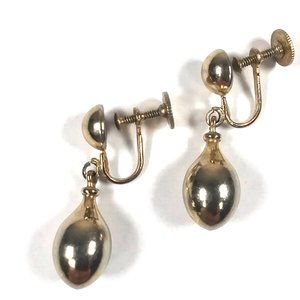 Marino Vintage Gold Tone Screw Back Teardrop Shaped Drop Earrings